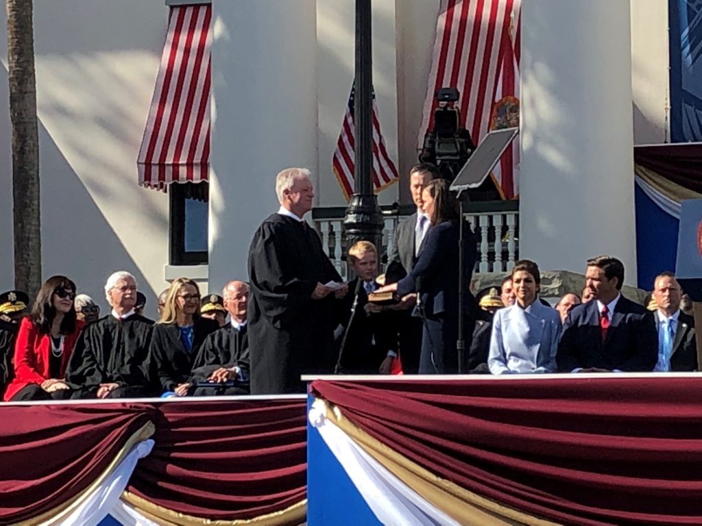 Ashley Moody being sworn in as Florida's 38th attorney general