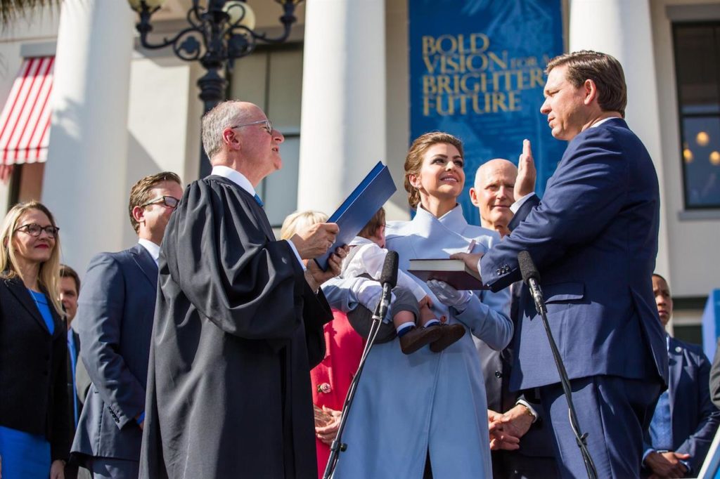 Ron DeSantis being sworn in to office