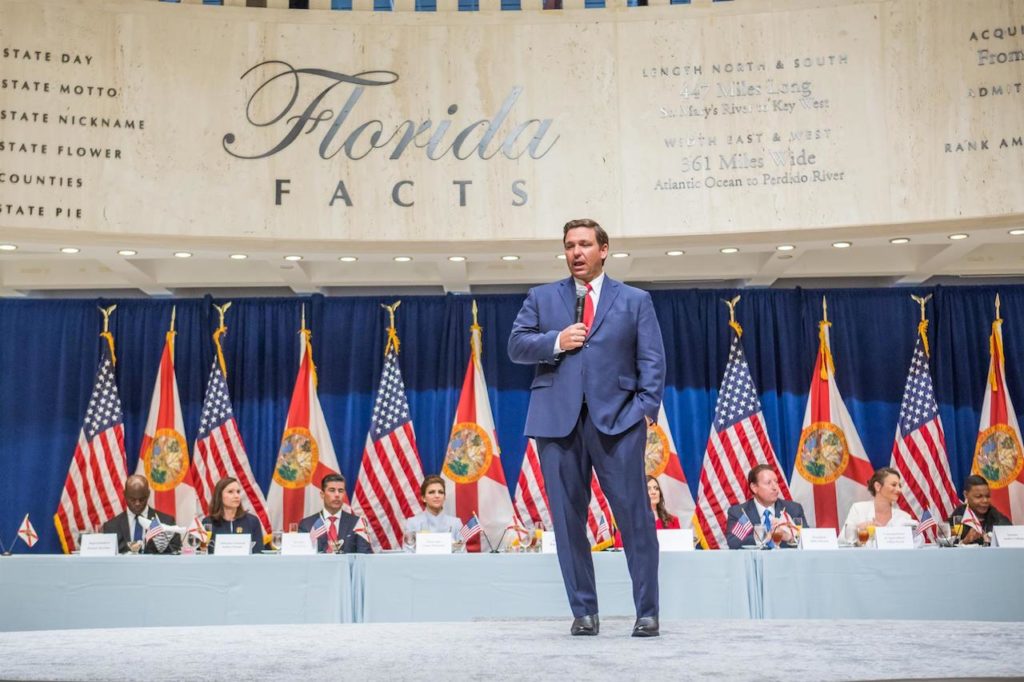 Governor Ron DeSantis addresses attendees at legislative luncheon