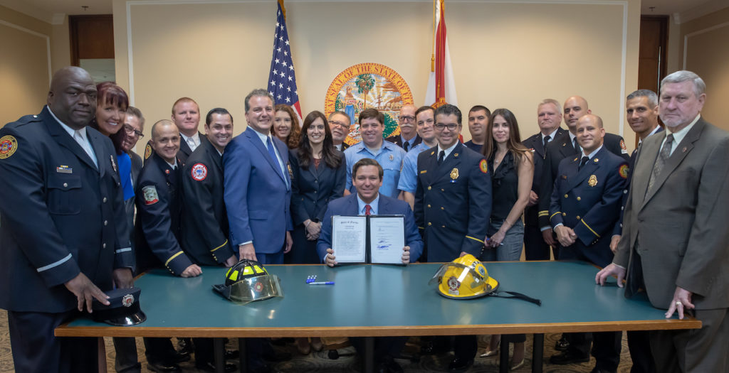 Governor Ron DeSantis signs CS/CS/SB 426: Firefighters, granting certain benefits to a firefighter upon receiving a diagnosis of cancer.