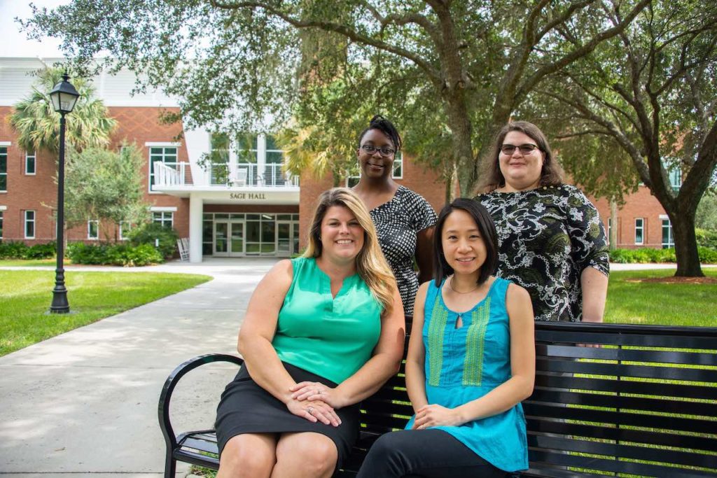 National Science Foundation Grant Recipients at Stetson University: Principal investigators: Top left, Roslyn Crowder, PhD, associate professor of biology; top right, Holley Lynch, PhD, assistant professor of physics; bottom left, Heather Anderson-Evans, PhD, assistant professor of health sciences; bottom right: Lynn Kee, PhD, assistant professor of biology