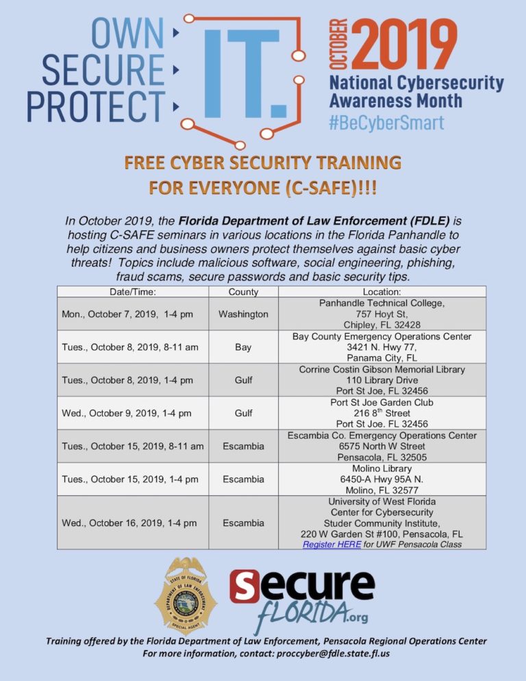 FDLE Pensacola offers free training during cybersecurity month