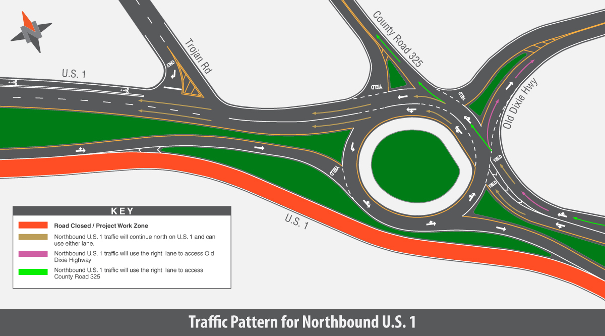 New Traffic Pattern for Northbound and Southbound U.S. 1