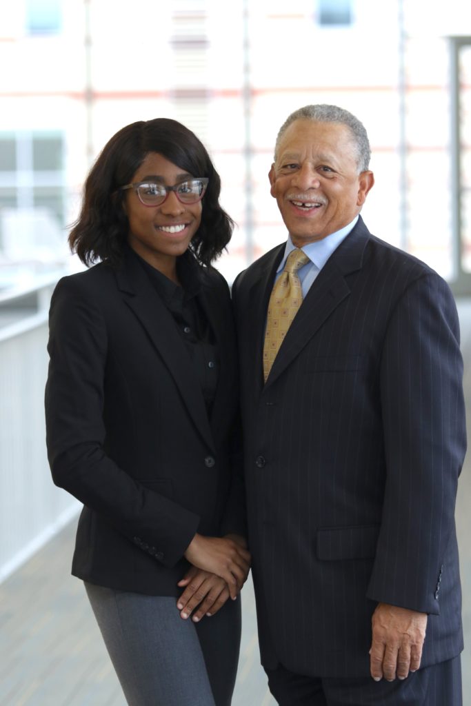 Aaliyah Brown and John Bluford III, founder of the Bluford Institute. Credit: BHLI