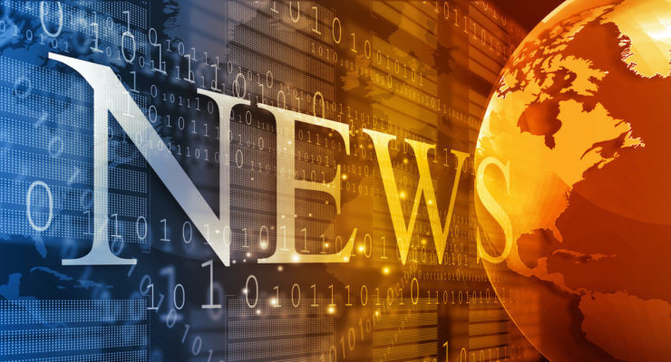 The word News on digital background